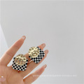 Ins Black And White Checkerboard Geometrical Square Earrings For Women 2021 Stainless Steel Earrings